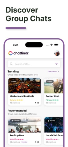 ChatFindr: Find Friends Nearby iPhone screenshot