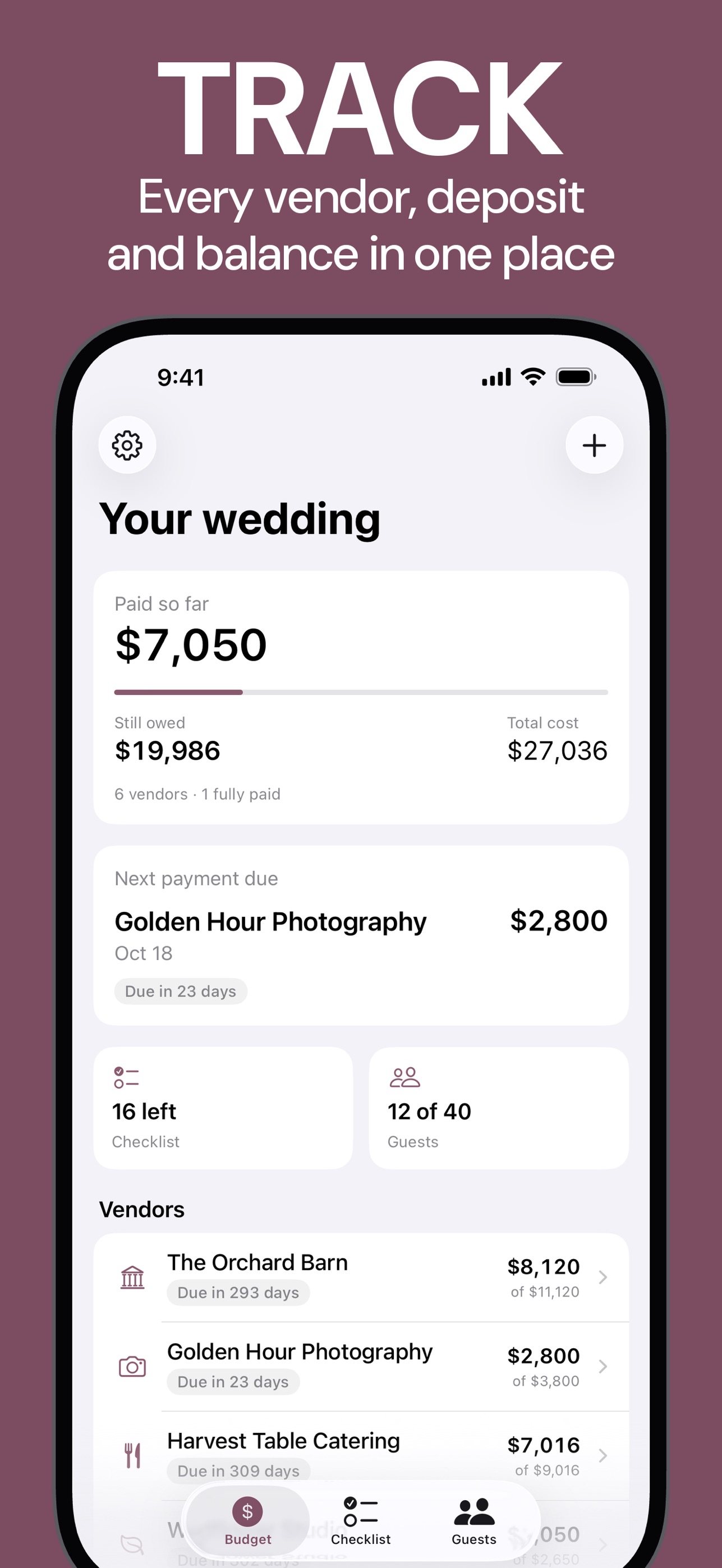 Screenshot 1 of Wedding Planner Lite: Budget