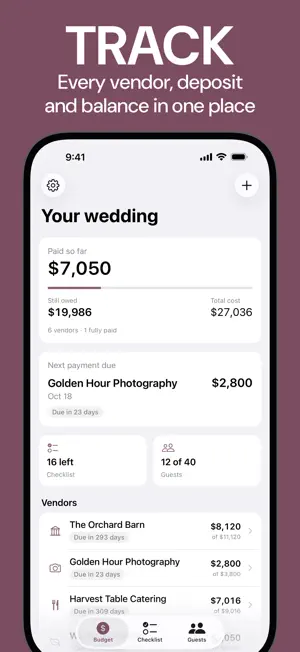 Wedding Planner Lite: Budget screenshot 1