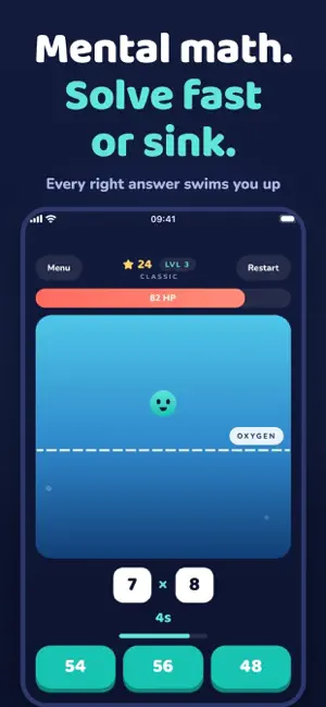 Drowning Math: Mental Math screenshot 1