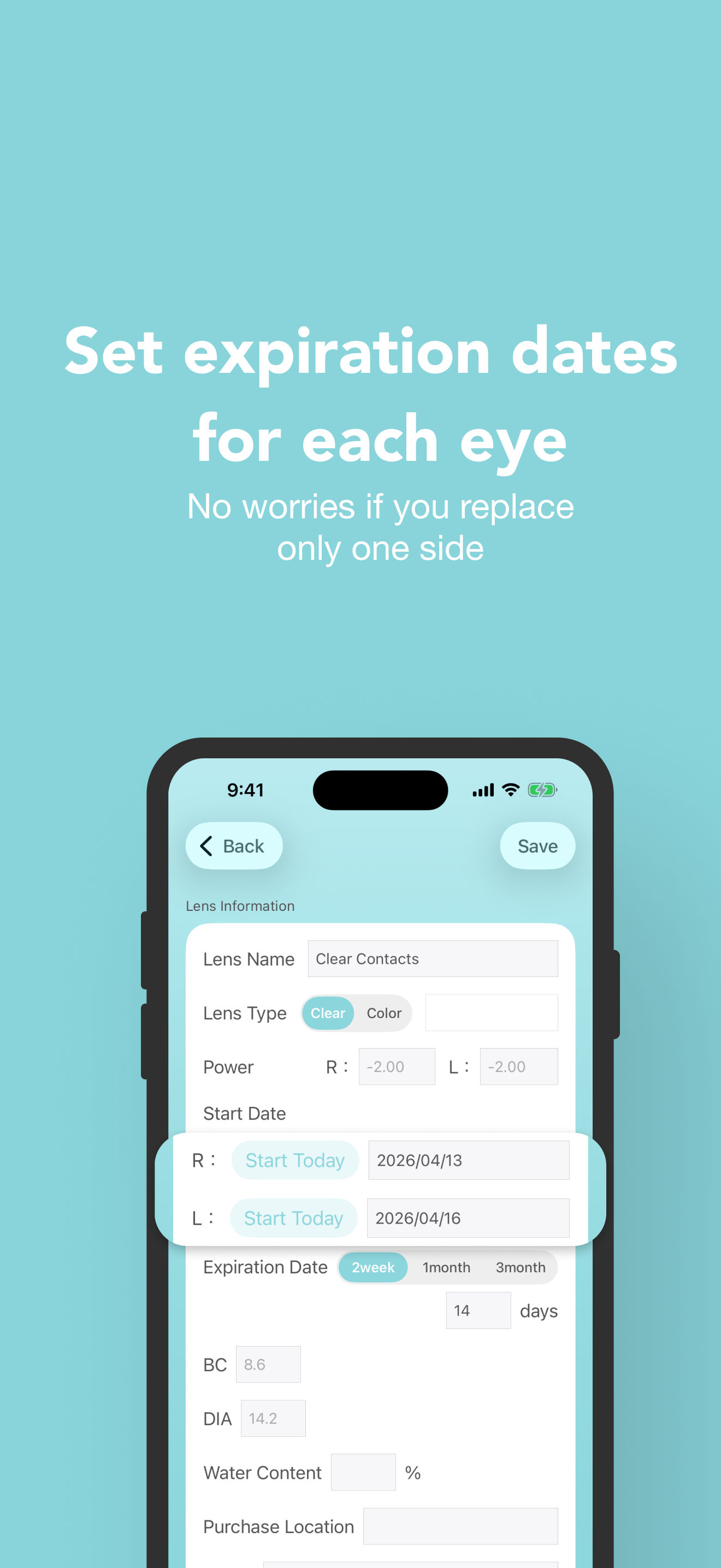 MyLens - Contact Lens Tracker