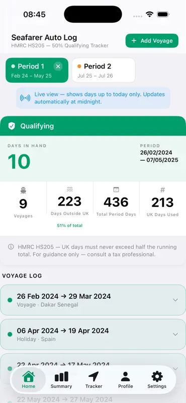 Seafarers Tax Auto Log screenshot 6 of 7