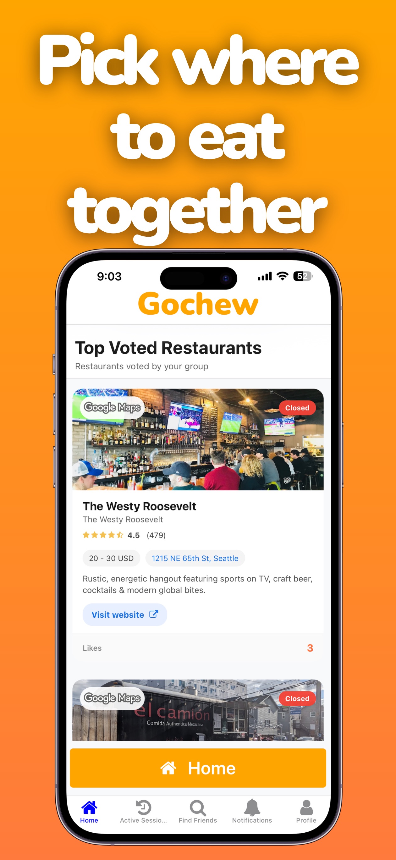Screenshot 1 of Gochew: Decide Where to Eat