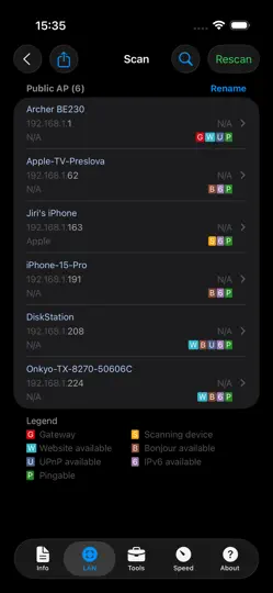 Screenshot von Network Analyzer Pro auf dem iPhone 7