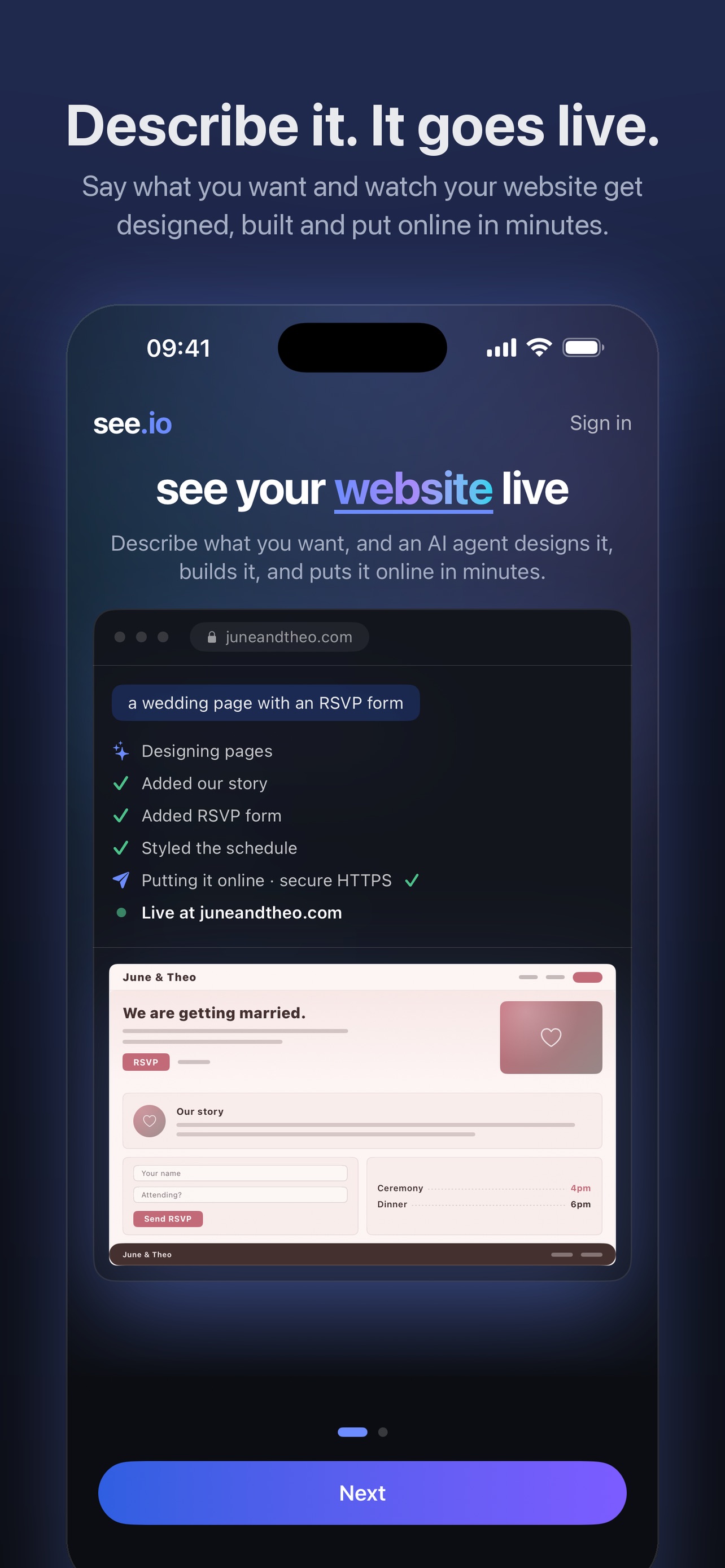 Screenshot 1 of AI Website Builder - See.io