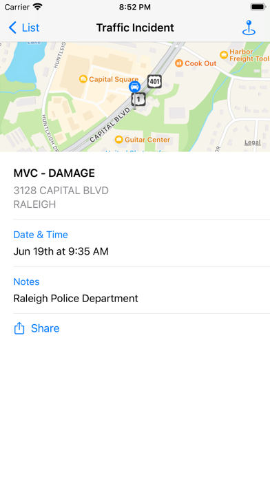 Raleigh Incidents Screenshot