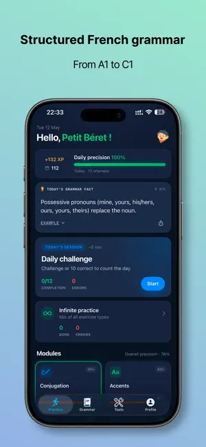 Petit Béret - French Grammar screenshot 1