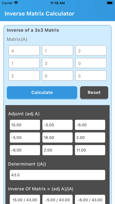 Screenshot #1 pour Inverse Matrix Calculator