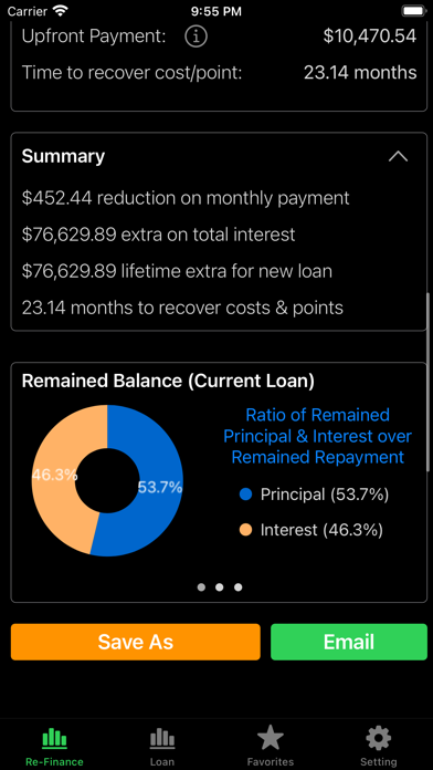 Refinance-Home Loan Calculator Screenshot