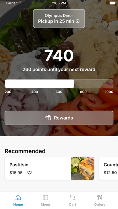 Olympus Diner app screenshot