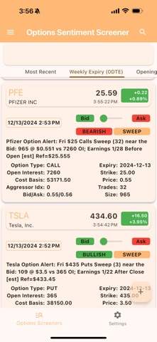 Options Sentiment Screener screenshot