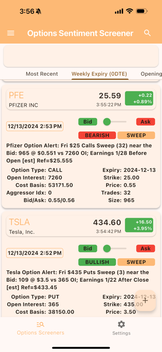 Options Sentiment Screener Screenshot 1 of 6