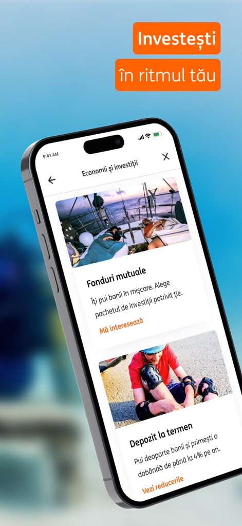 ING HomeBank - L'application propose des opportunités d'investissement variées, des fonds mutuels adaptés à chacun aux dépôts à terme avec des taux attractifs, illustrant un parcours d'épargne personnalisé.