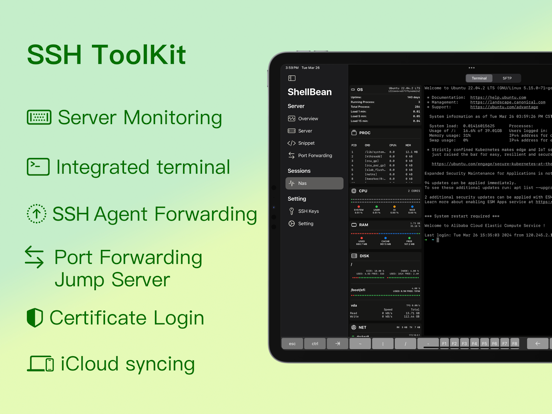 ShellBean - SSH & SFTP Client iPad screenshot 1 - Developer Tools app
