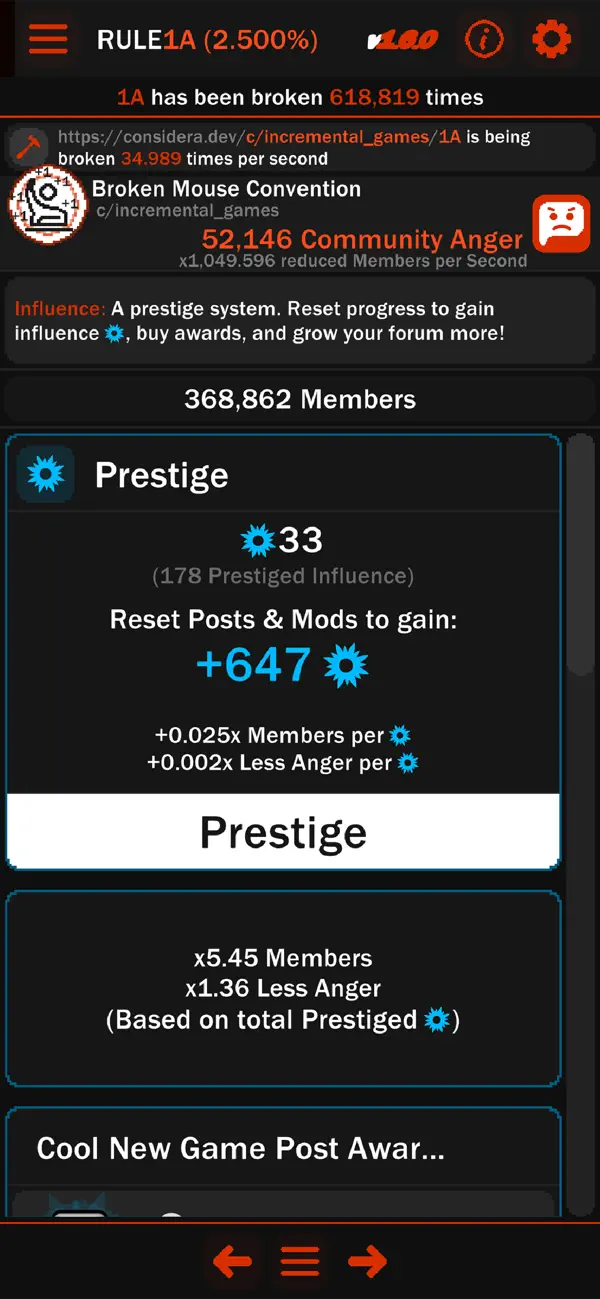 Screenshot #1 pour Rule1A Incremental: Idle Forum