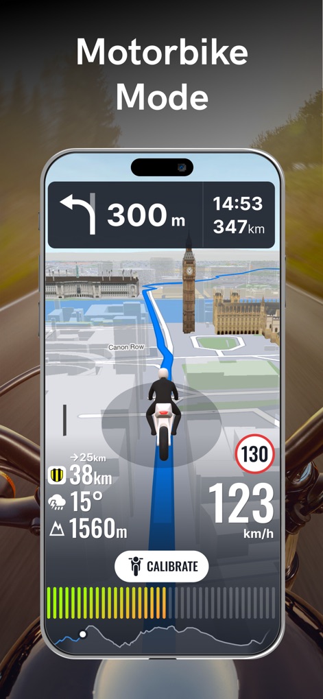 Sygic GPS Navigation & Maps - Tailored for two-wheelers, this mode displays a motorcycle-specific UI and real-time lean and elevation data for an optimized riding experience.