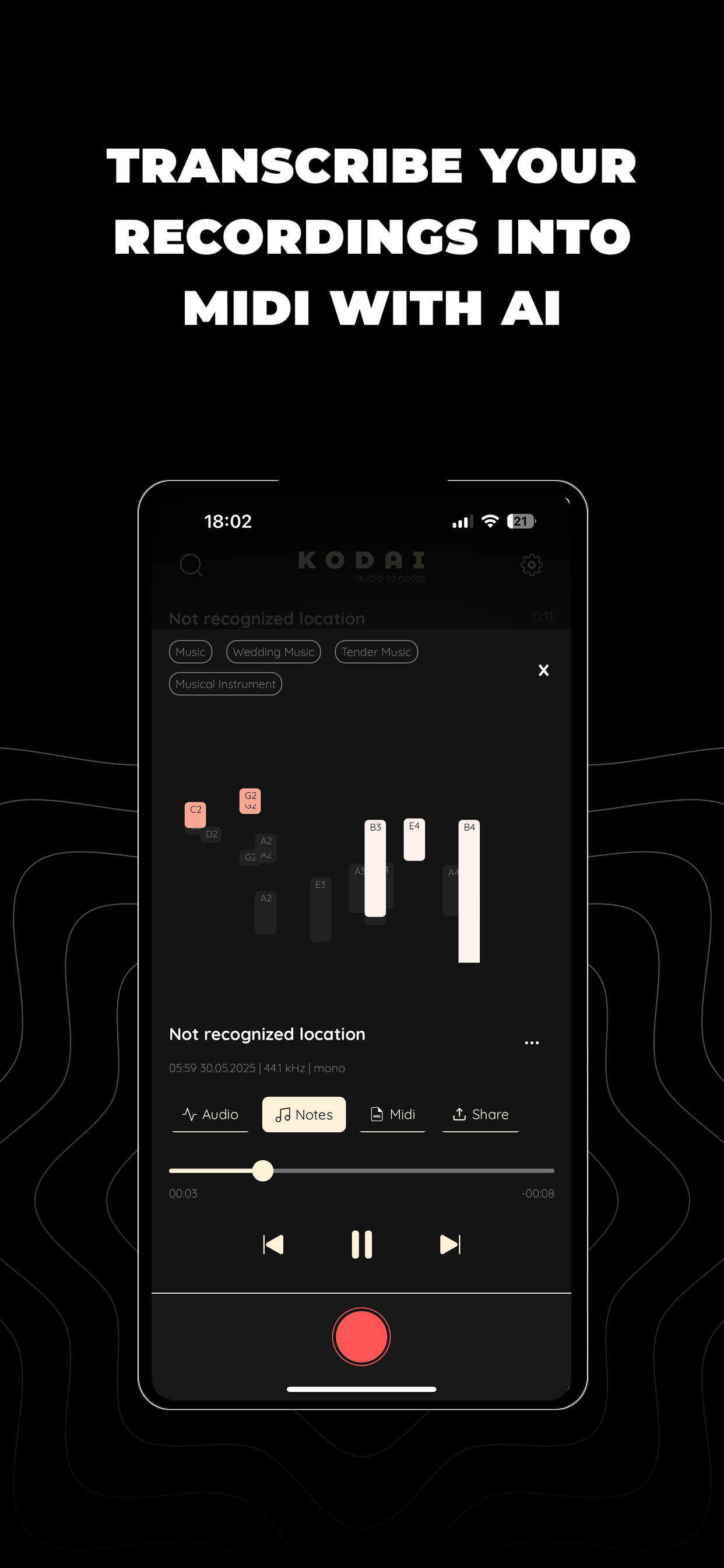KODAI - Audio to midi screenshot 3