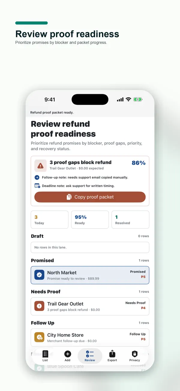 Screenshot #3 pour Refund Promise Log