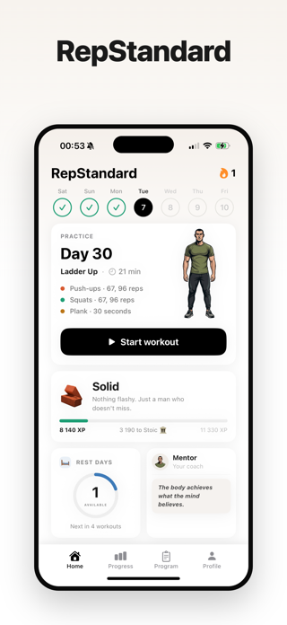 RepStandard - Home Workouts Screenshot 1 of 7