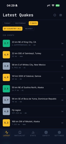Latest Quakes screenshot