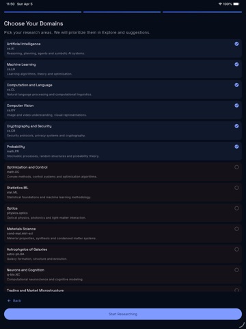 Research: arXiv Navigator iPad screenshot