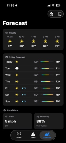 Storm Glass Radar App screenshot
