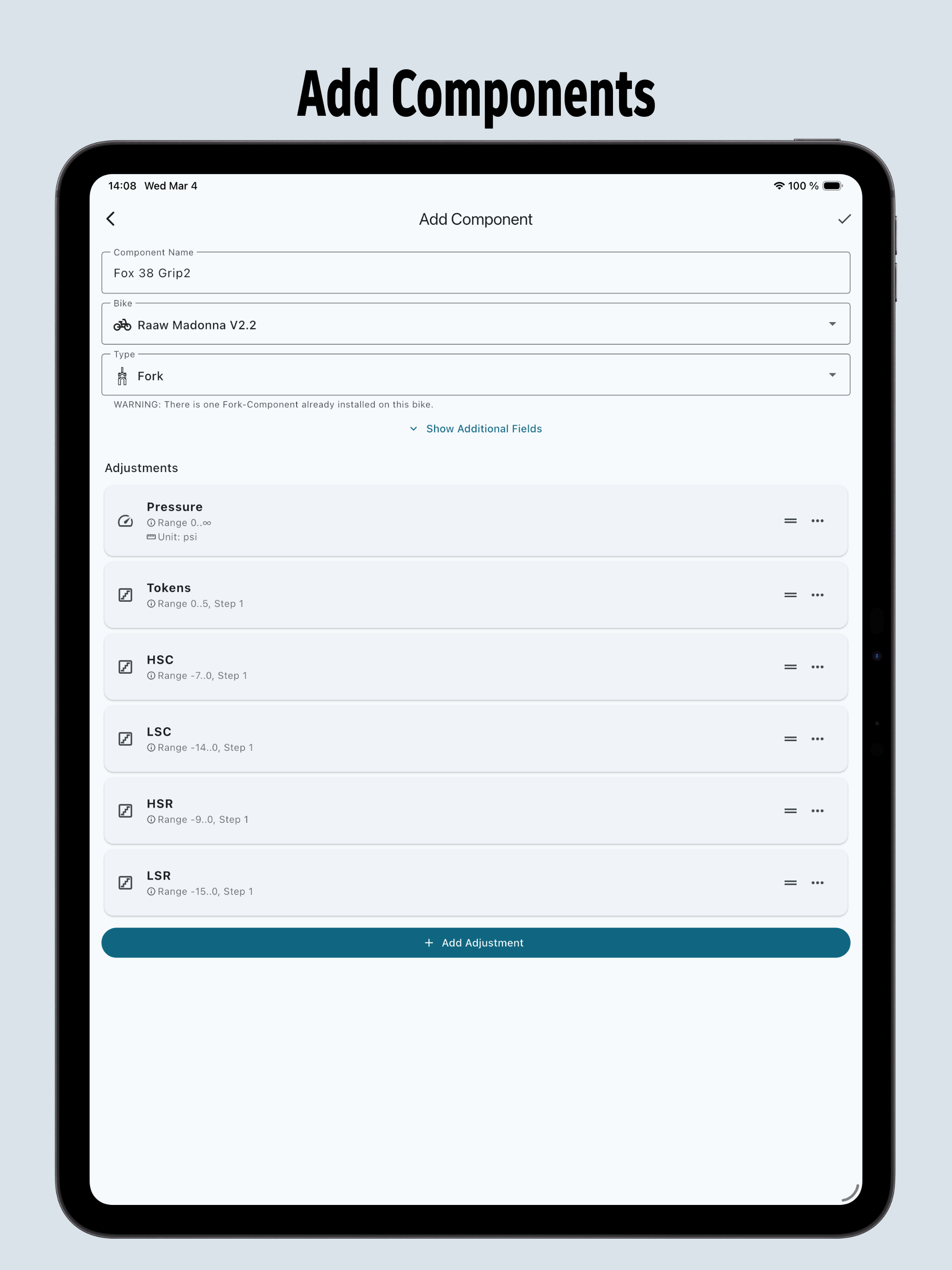 Bike Setup Tracker