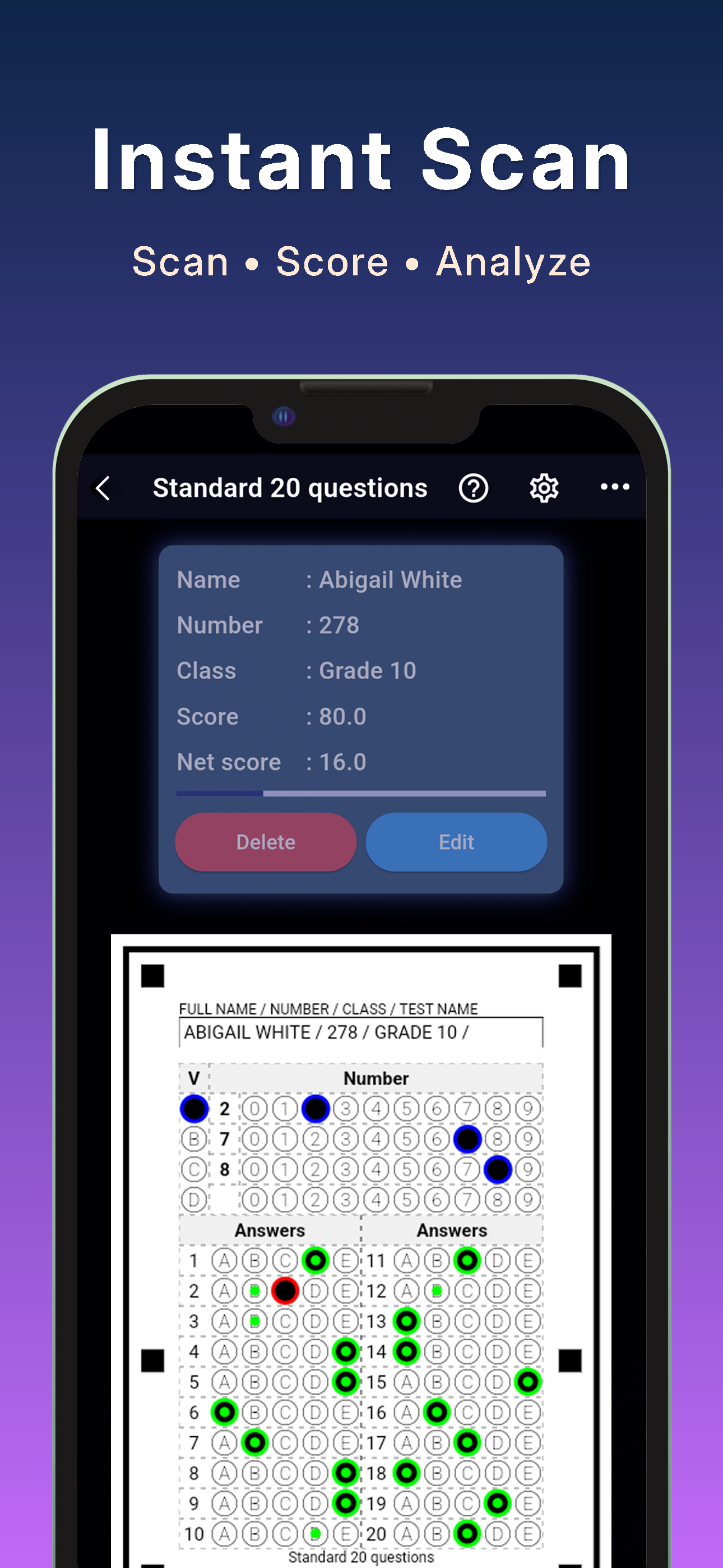 Test Plus: Scan & Grade