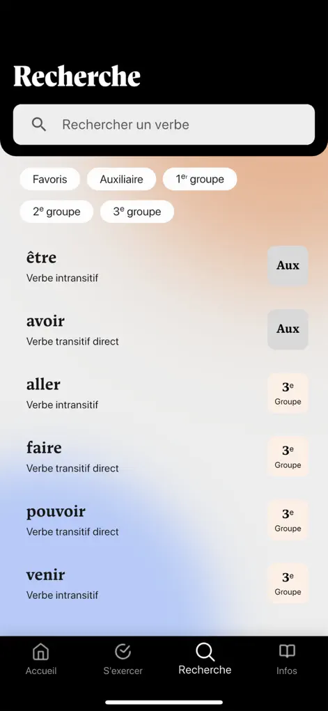 French verbs conjugation - Reference App | MWM