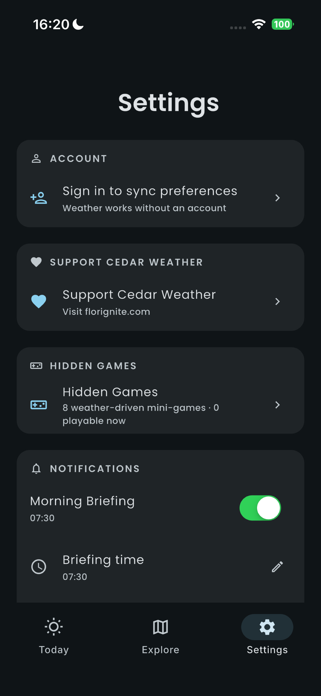 Cedar Weather Screenshot 2 of 6