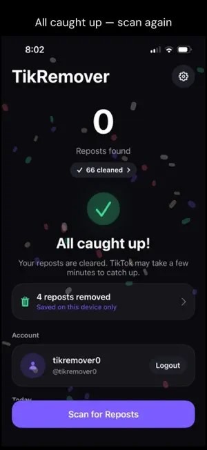 Repost Remover — TikRemover screenshot 4