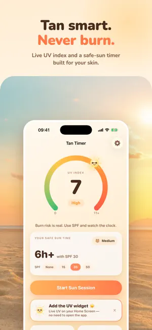 Tan Timer: UV Index & Tan screenshot 1
