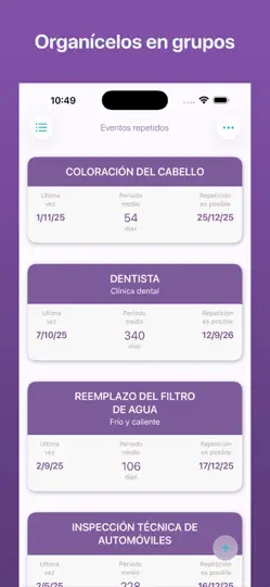 Captura de pantalla de Eventos Repetidos en iPhone 4