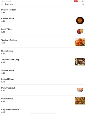 Mill Hill Tandoori. iPad screenshot