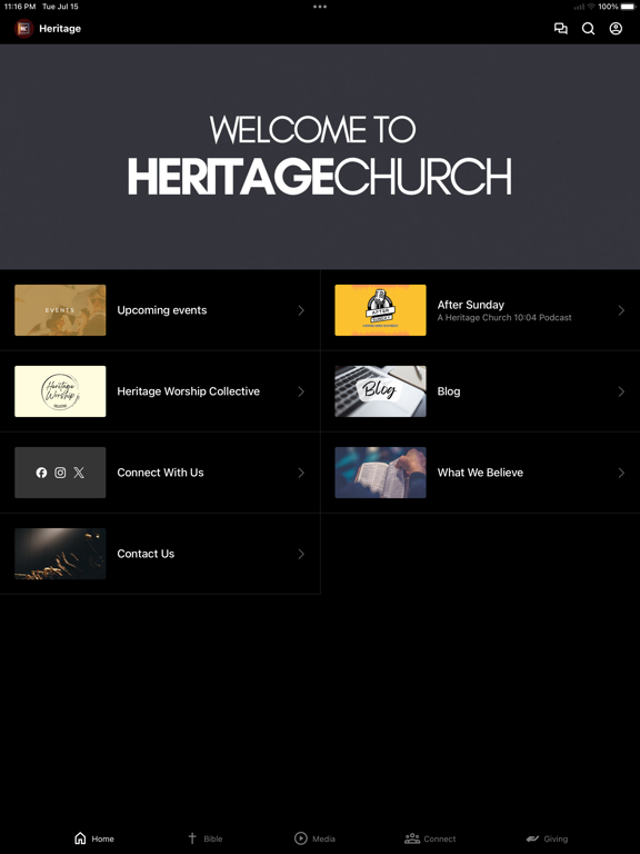 Heritage Church Hattiesburg iPad screenshot 1 - Education app