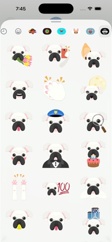 White Black Bulldog Emojis screenshot