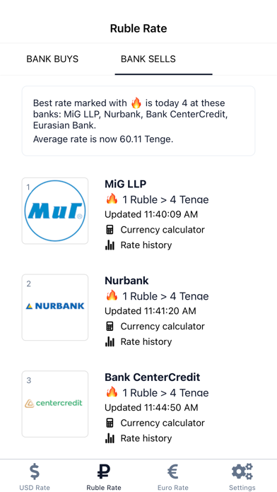 Kazakhstan Currency Rates Screenshot