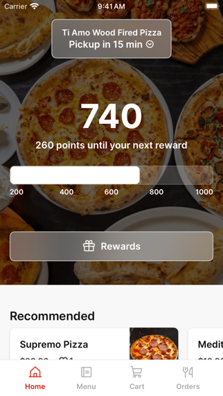 Ti Amo Wood Fired Pizza iPhone screenshot 1 - Food & Drink app