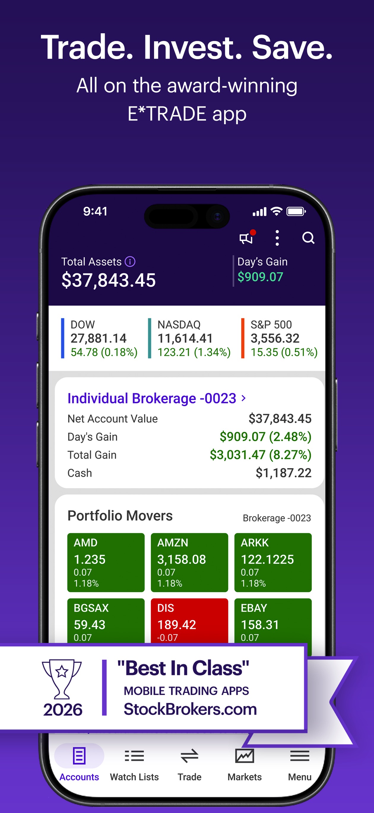 E*TRADE: Invest. Trade. Save. screenshot 1