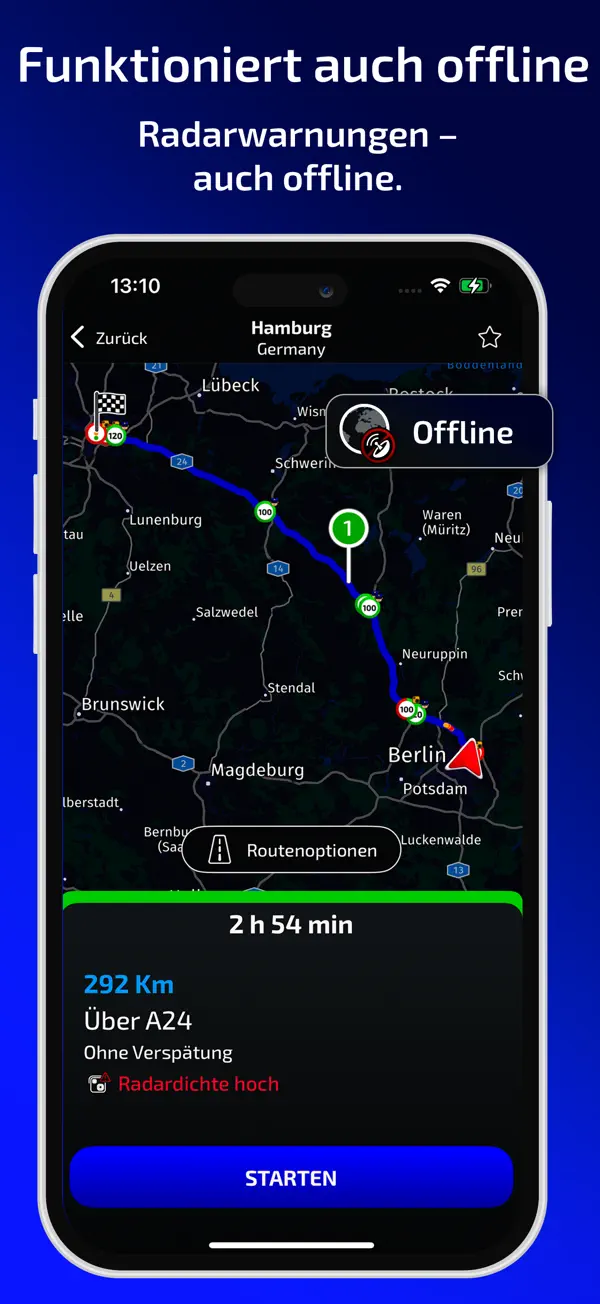Radarbot: Blitzer Radarwarner iPhone App Screenshot 7 – Navigation
