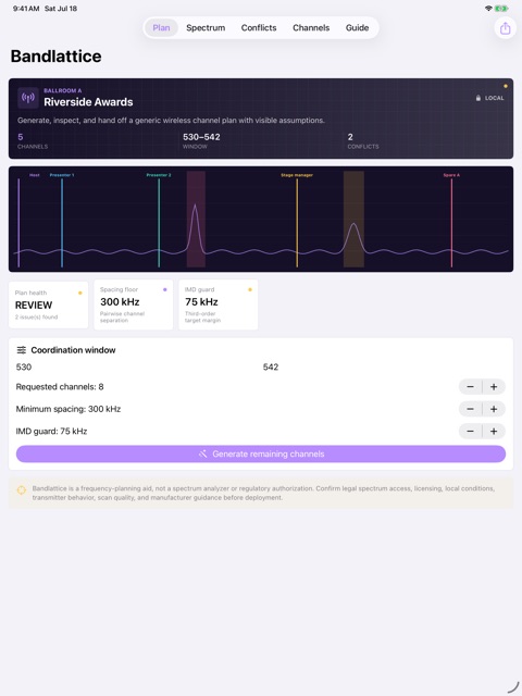 Bandlattice: RF Planner screenshot 2