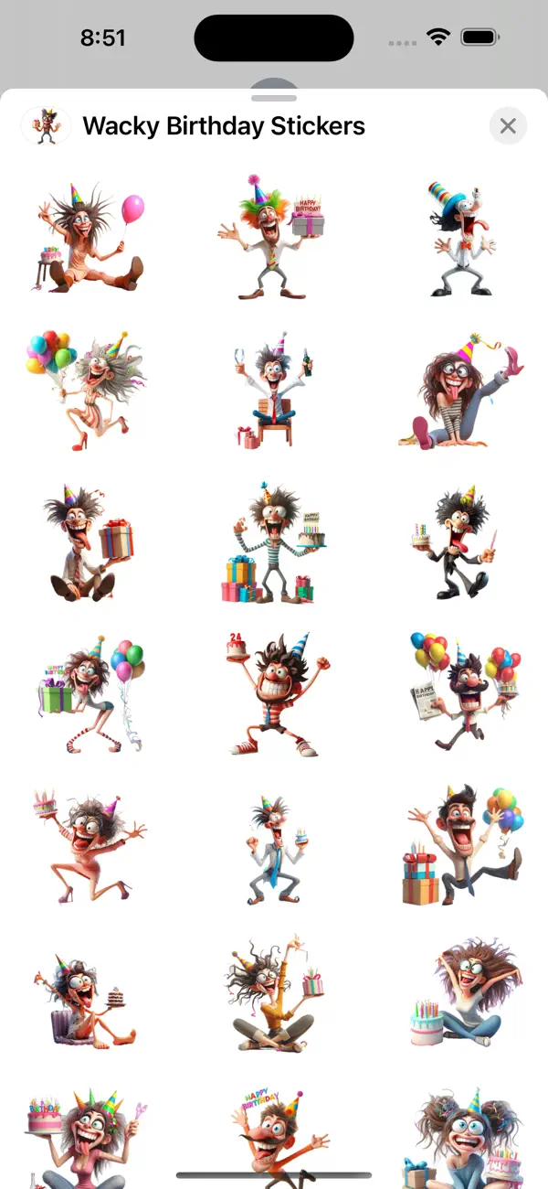 Screenshot #1 pour Wacky Birthday Stickers