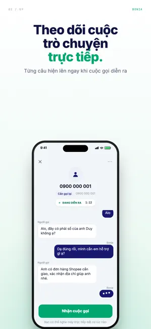 Bonia: Trợ lý nghe điện thoại iPhone screenshot 1