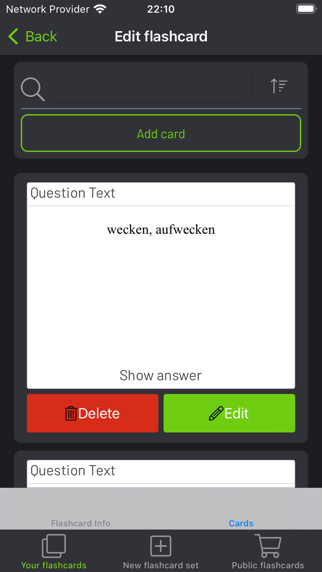 MemoCard learn with flashcards Screenshot