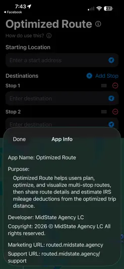 Screenshot von Optimized Route auf dem iPhone 3