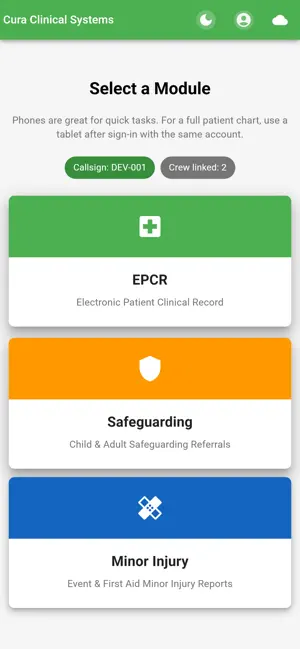 Cura EPCR screenshot 1