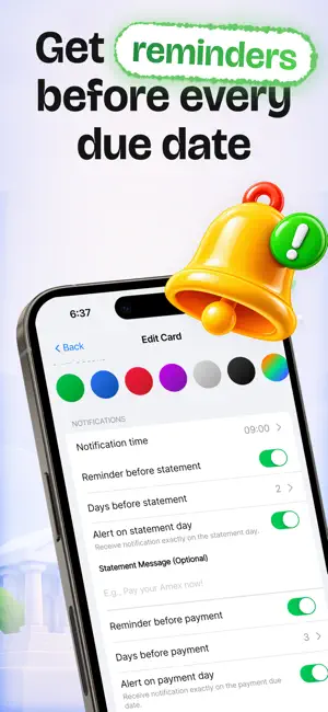 Credit Card Cut & Due Reminder screenshot 4