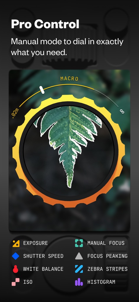 (Not Boring) Camera - This tool offers pro-level control over exposure and focus, featuring advanced visual aids like focus peaking and histograms.