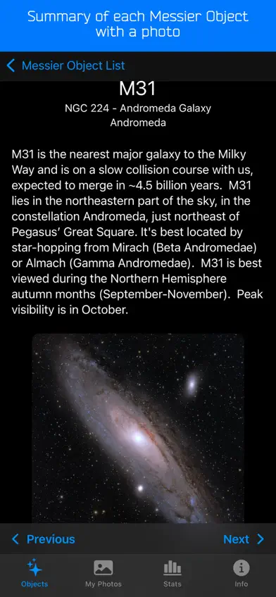 Messier Journal screenshot 2