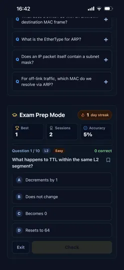 Скриншот Visual TCPIP Trainer на iPhone 6